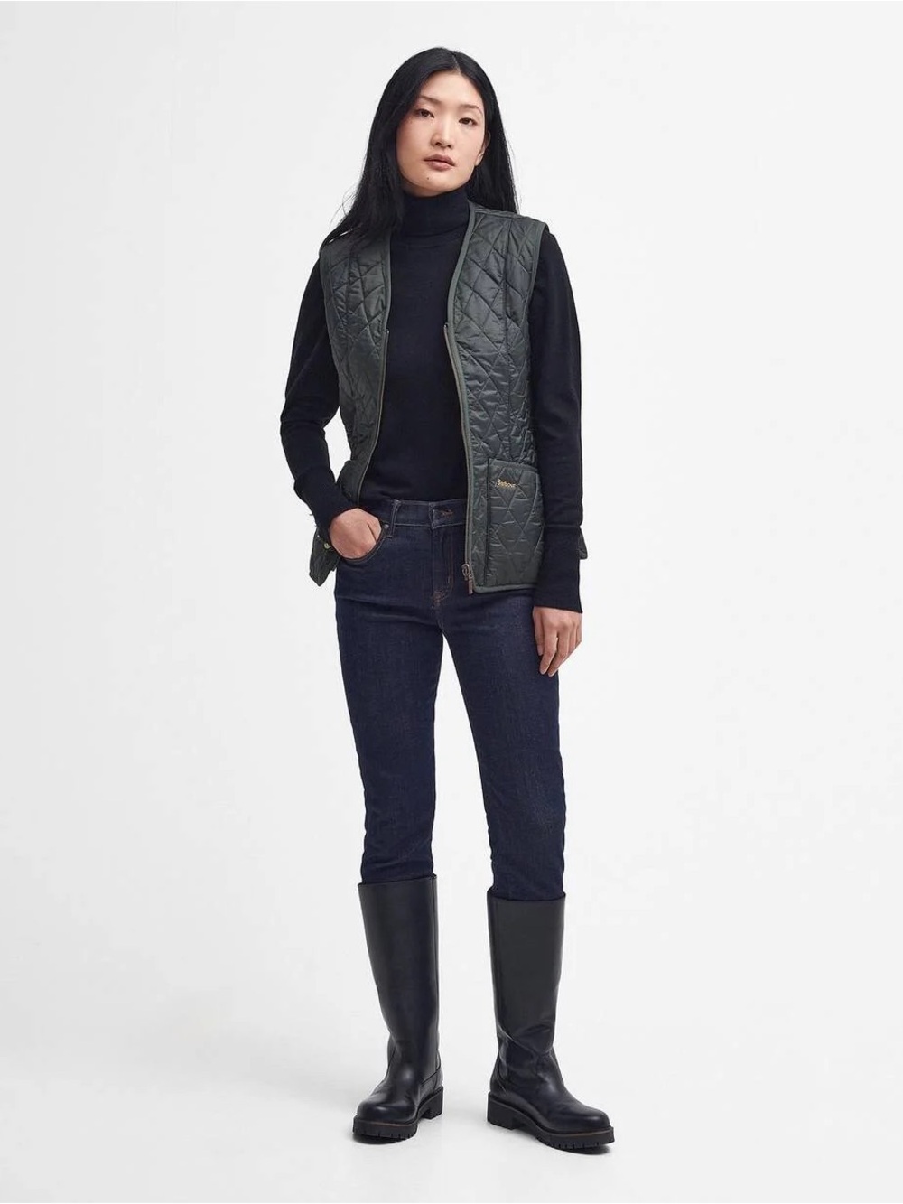 Barbour Fleece Betty Quilted Vest in Chocolate